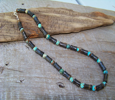 Blue Tiger Eye w/ Number 8 Turquoise Choker